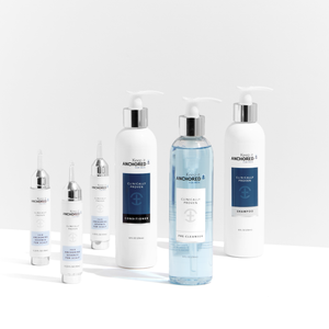 COMPLETE KIT FOR MEN<br>Three HairAnchoring Essences <br>Plus Pre-Cleanser, Shampoo, Conditioner